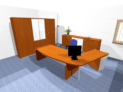 X-Time Work Schrank Sideboard Halbrunder Schreibtisch Fe Stop mit Ansatz und Container Kirsche